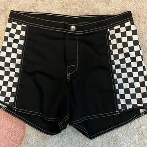 Black and White Checkered Women's Shorts